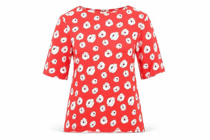Womens UK Size 16 Cotton Traders Red Basic T-Shirt