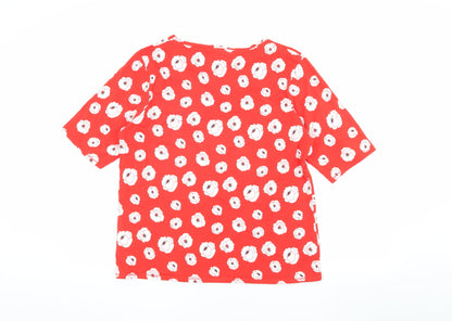 Cotton Traders Women's Red Floral T-Shirt Size 16