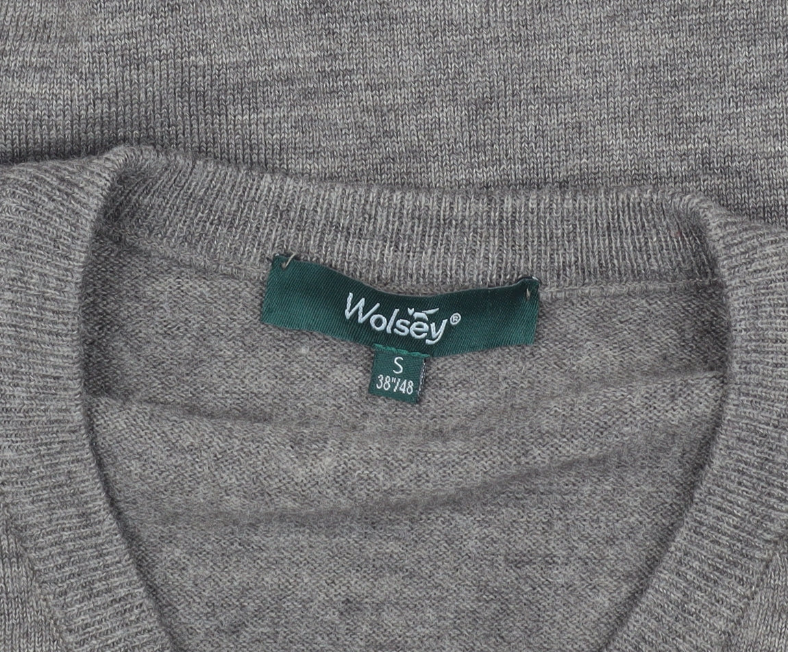 Wolsey Grey Wool V-Neck Pullover Men’s S