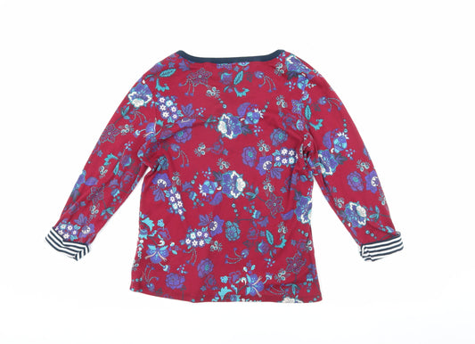 Maine Women's Red Floral Henley Blouse Size 14