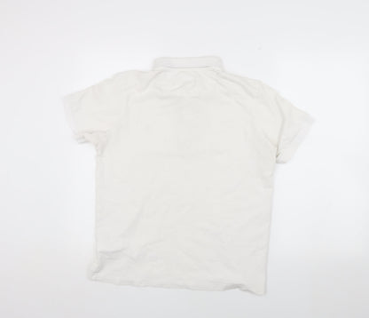 Farah Men's White Polo Shirt, Size L, Logo Accent