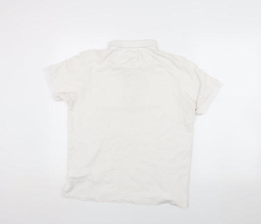 Farah Men's White Polo Shirt, Size L, Logo Accent