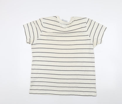 Adidas Men's White Striped Short Sleeve Crew Neck T-Shirt M