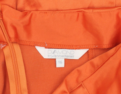 Diamond by Julien Macdonald Orange One Shoulder Dress Women Size 16