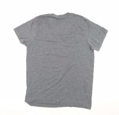 Pierre Cardin Men's Grey V-Neck Logo T-Shirt Size L