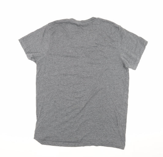 Pierre Cardin Men's Grey V-Neck Logo T-Shirt Size L