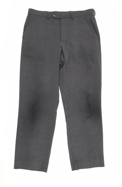 Marks and Spencer Men's Grey Wool Blend Trousers 34