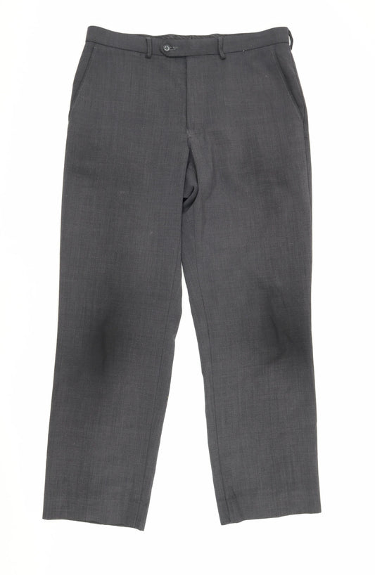 Marks and Spencer Men's Grey Wool Blend Trousers 34
