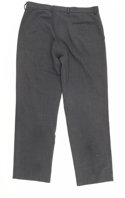 Marks and Spencer Men's Grey Wool Blend Trousers 34