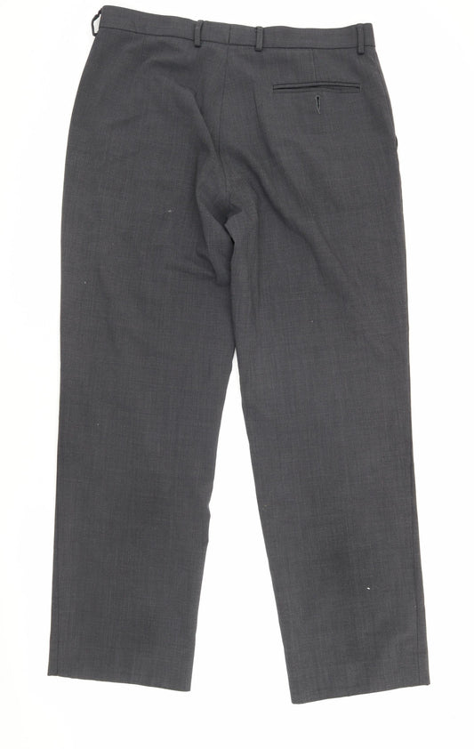 Marks and Spencer Men's Grey Wool Blend Trousers 34