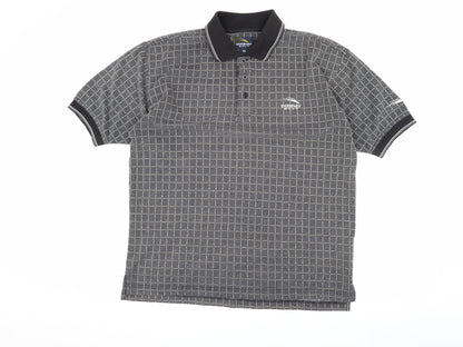Donnay Men's Black Check Polo Shirt M Casual Golf