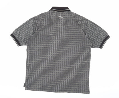 Donnay Men's Black Check Polo Shirt M Casual Golf