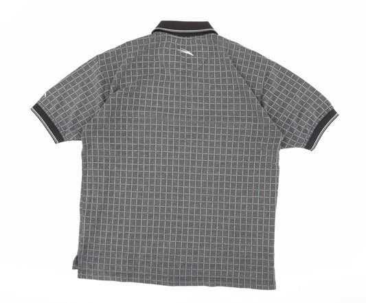 Donnay Men's Black Check Polo Shirt M Casual Golf