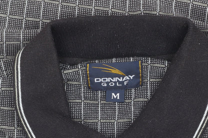 Donnay Men's Black Check Polo Shirt M Casual Golf