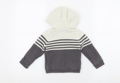 Marks and Spencer Unisex Baby Cardigan, Grey & White, 0-3 Months