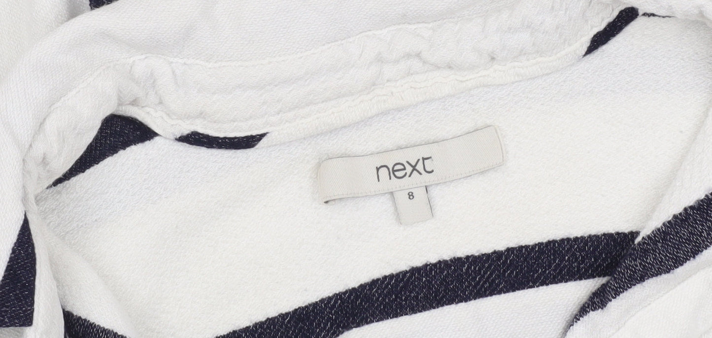 Womens UK Size 8 NEXT White Basic Button-Up