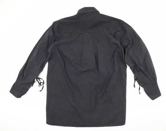 Womens UK Size 10 Misspap Black Basic Button-Up