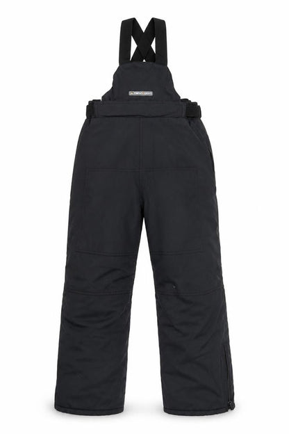 Front view of Nevisport boys’ black snow pants, size 8, years, waterproof