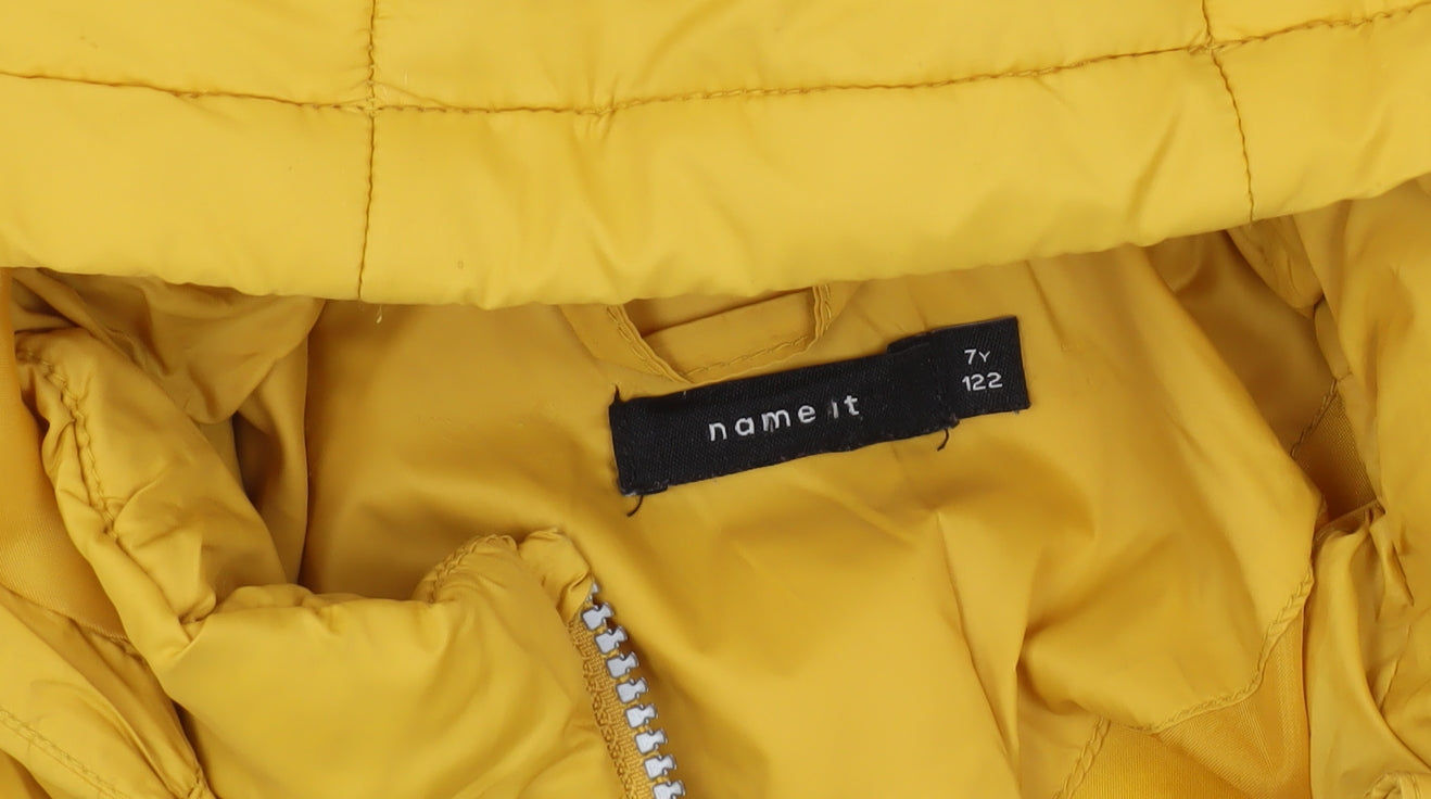 name it Boys Yellow Puffer Jacket, Size 7 Years, Hooded