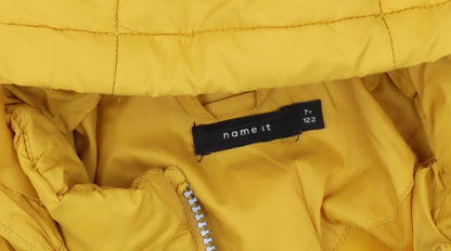name it Boys Yellow Puffer Jacket, Size 7 Years, Hooded
