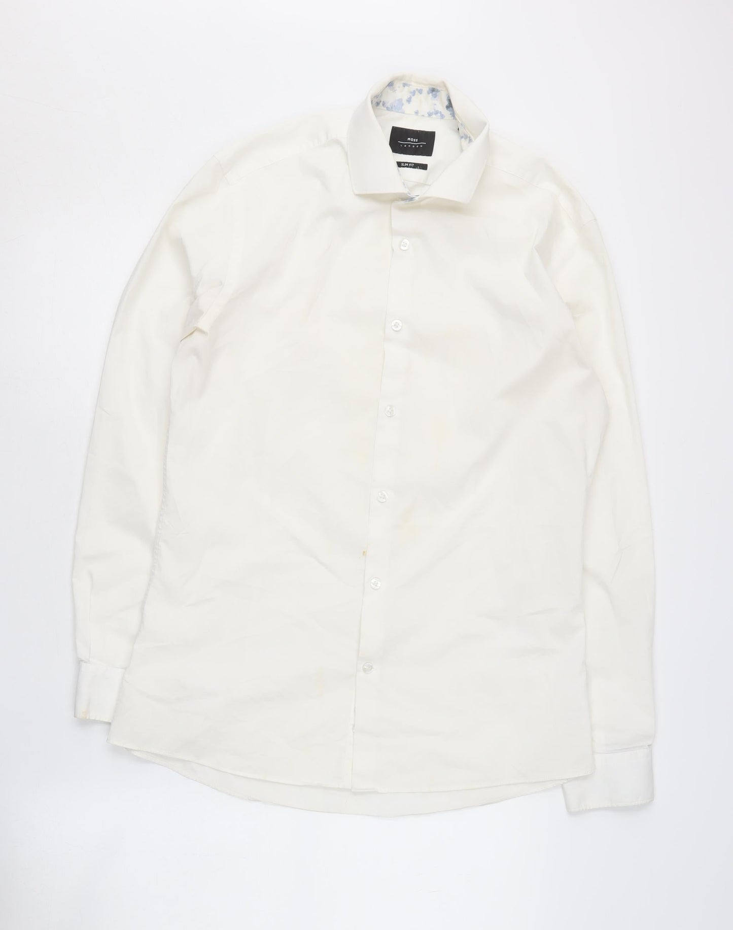 Moss London Men's Slim White Shirt 39 Long Sleeve