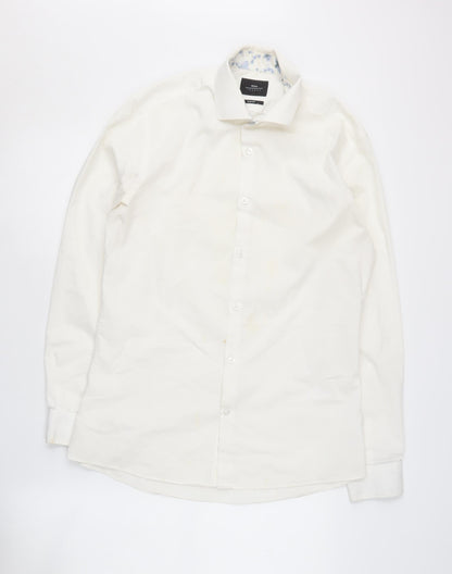 Moss London Men's Slim White Shirt 39 Long Sleeve