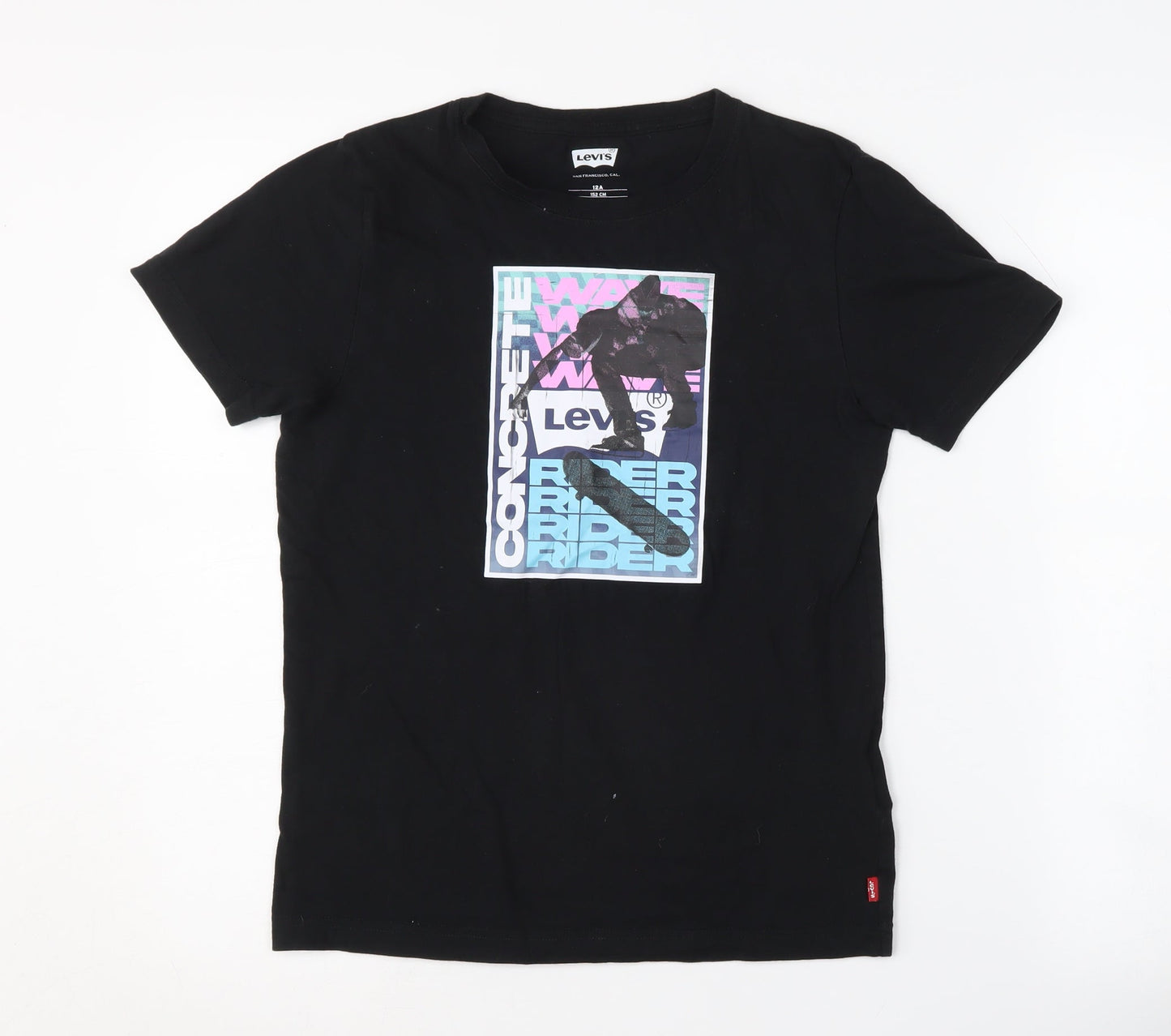 Levi's Boys Black Graphic T-Shirt 12 Years Skateboarding Style