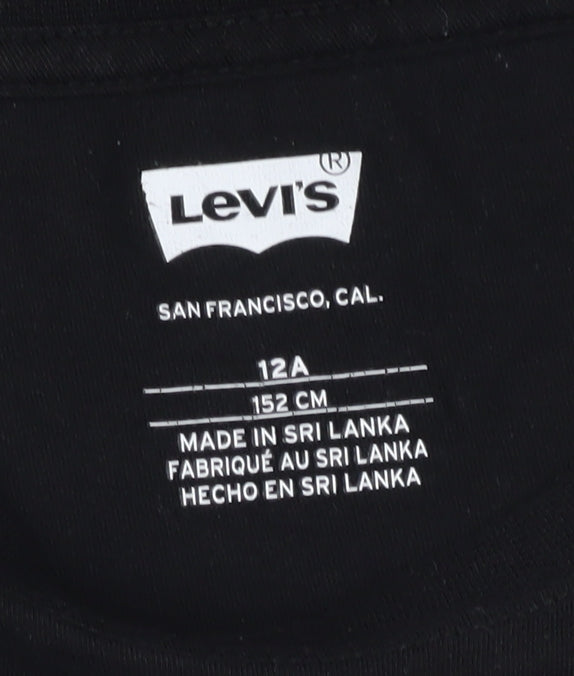 Levi's Boys Black Graphic T-Shirt 12 Years Skateboarding Style