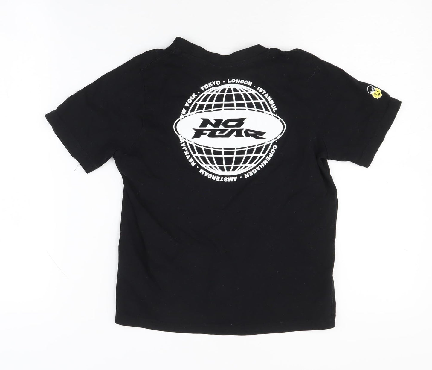 No Fear Boys Black T-Shirt, Size 7-8 Years, Cotton, Casual Wear