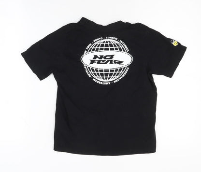 No Fear Boys Black T-Shirt, Size 7-8 Years, Cotton, Casual Wear