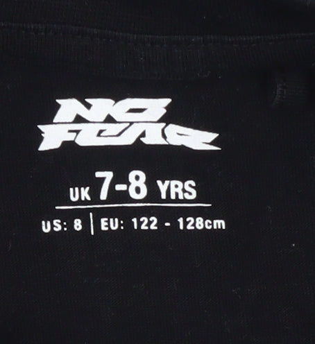 No Fear Boys Black T-Shirt, Size 7-8 Years, Cotton, Casual Wear