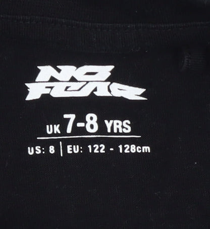No Fear Boys Black T-Shirt, Size 7-8 Years, Cotton, Casual Wear