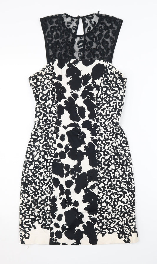 French Connection Women’s Black Animal Print Dress Size 8