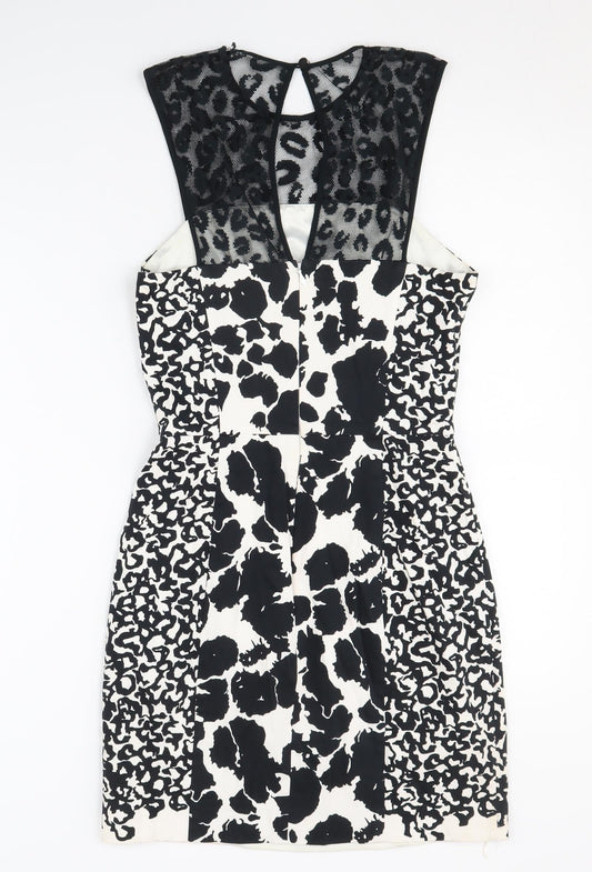 French Connection Women’s Black Animal Print Dress Size 8