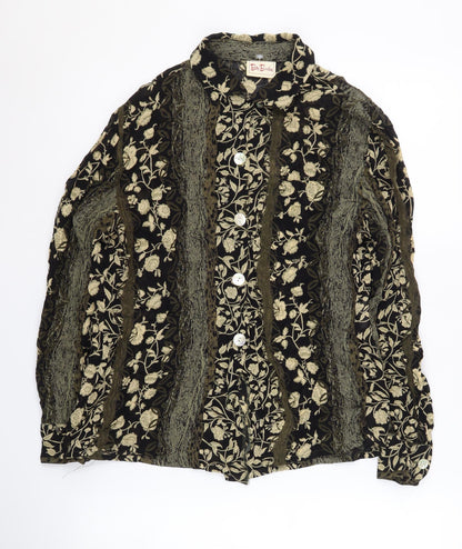 Betty Barclay Women's Black Floral Button-Up Size 10