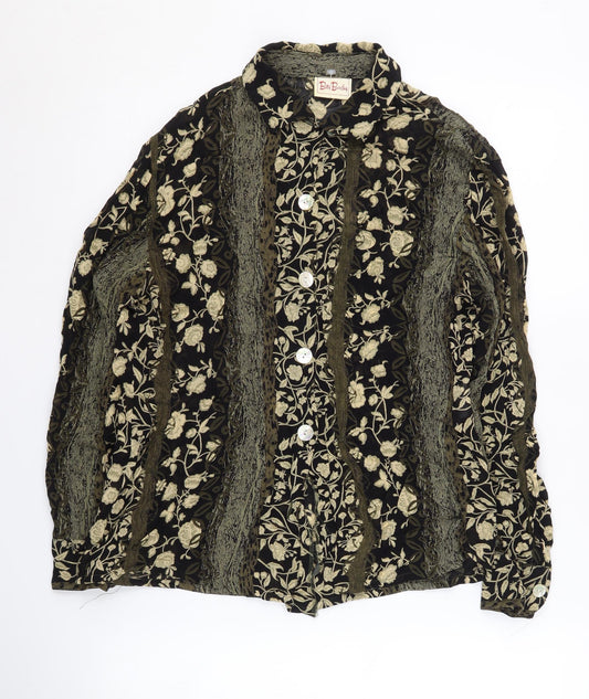 Betty Barclay Women's Black Floral Button-Up Size 10