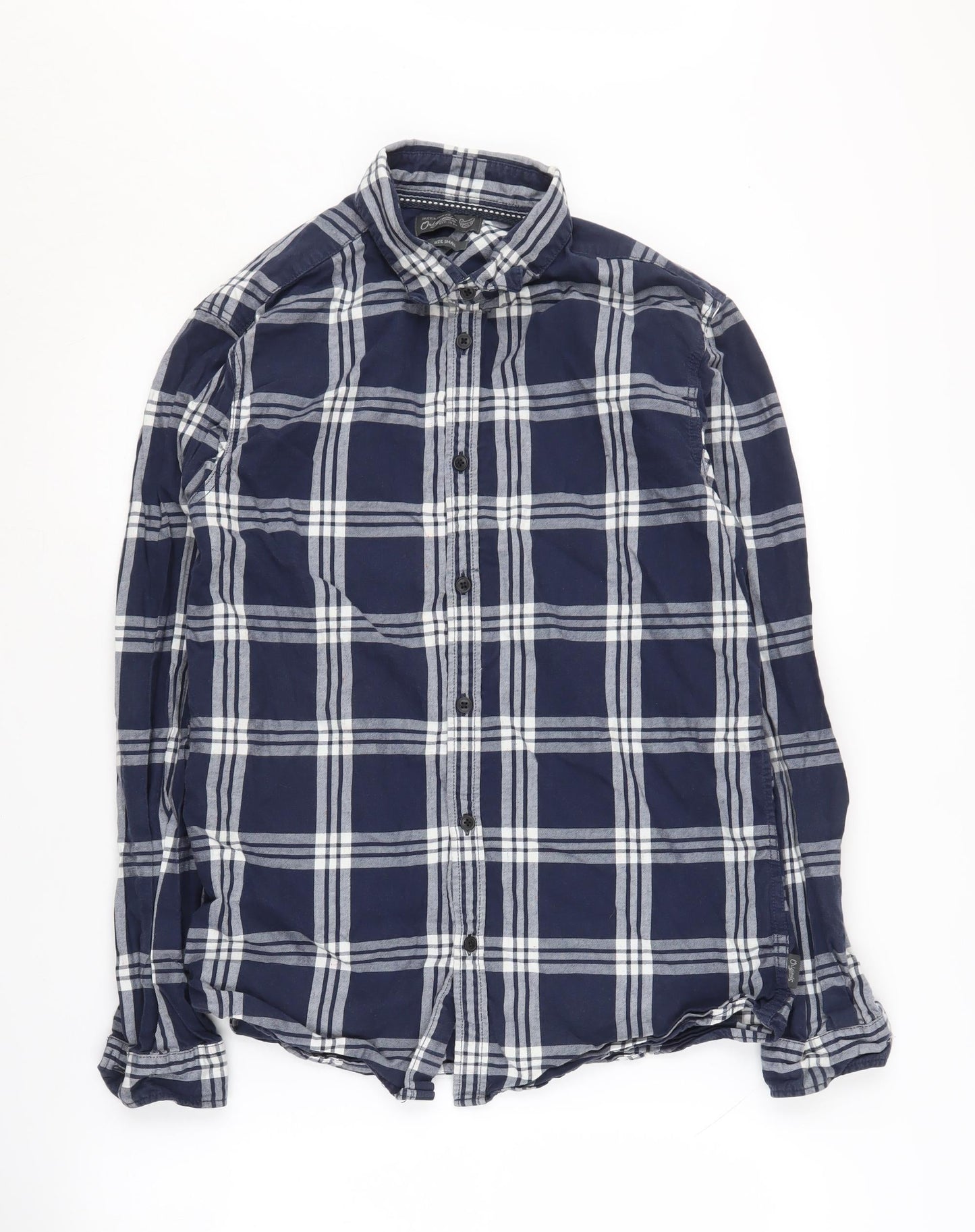 Jack & Jones Men's Blue Check Button-Up Shirt, Size S