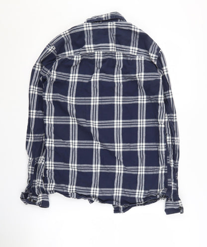 Jack & Jones Men's Blue Check Button-Up Shirt, Size S