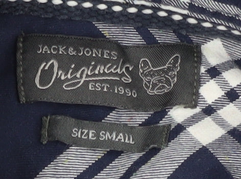 Jack & Jones Men's Blue Check Button-Up Shirt, Size S