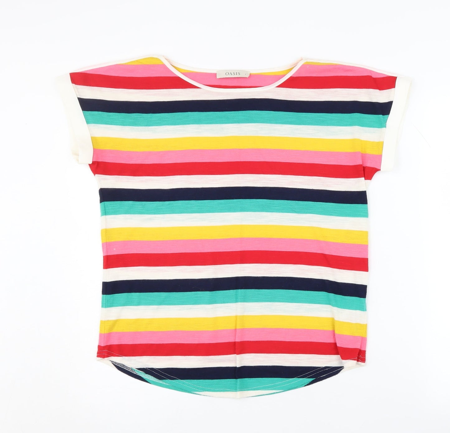 Womens UK Size S Oasis Multicoloured Basic T-Shirt