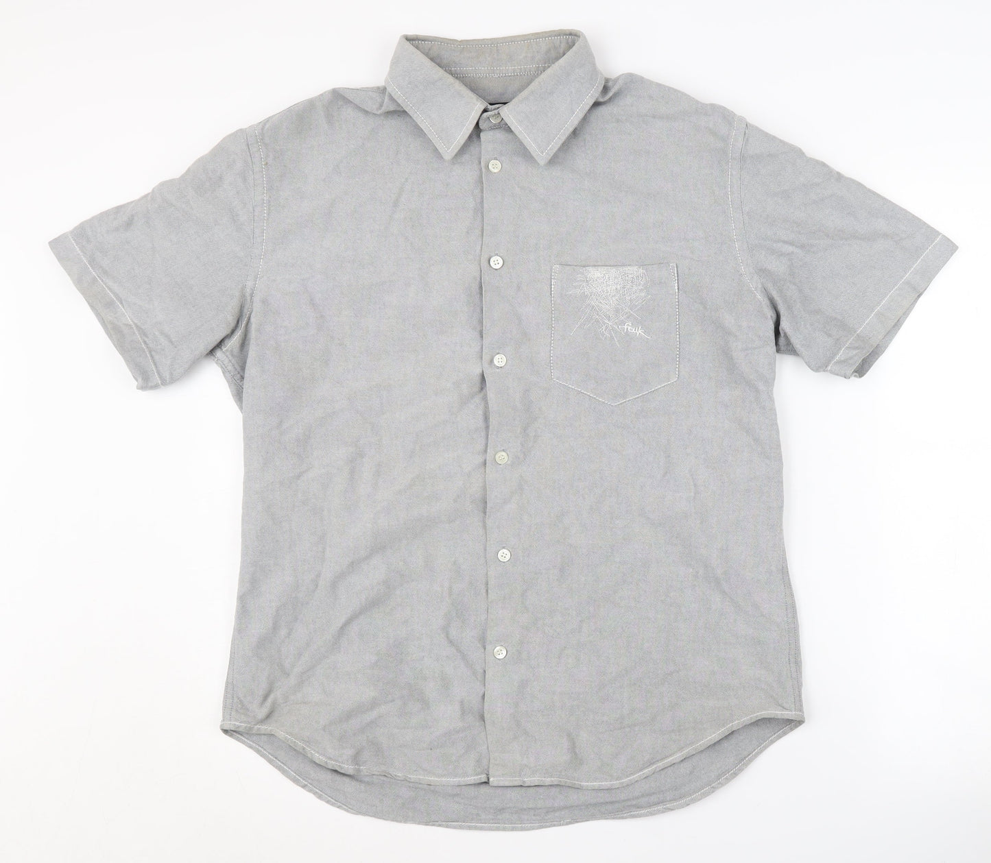 French Connection Men's Grey Short Sleeve Casual Shirt