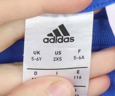 Adidas Boys Blue Football T-Shirt, 5-6 Years, Pullover, Logo