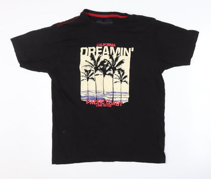 Soul Star Men's Black Graphic Print T-Shirt M Jersey