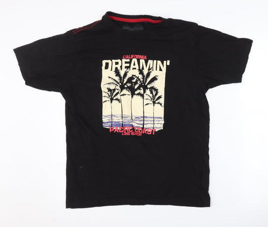 Soul Star Men's Black Graphic Print T-Shirt M Jersey