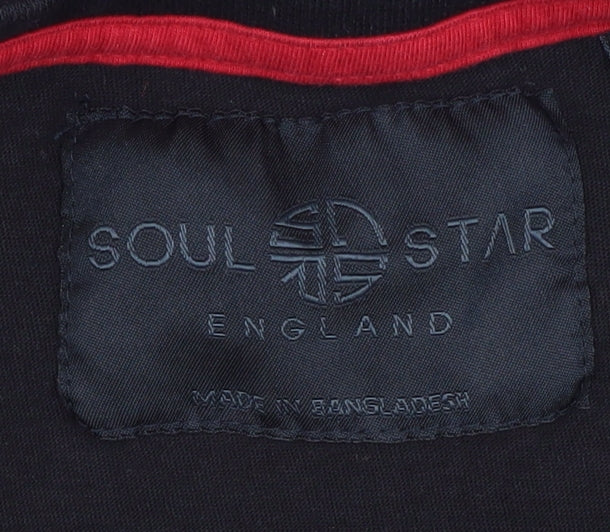 Soul Star Men's Black Graphic Print T-Shirt M Jersey