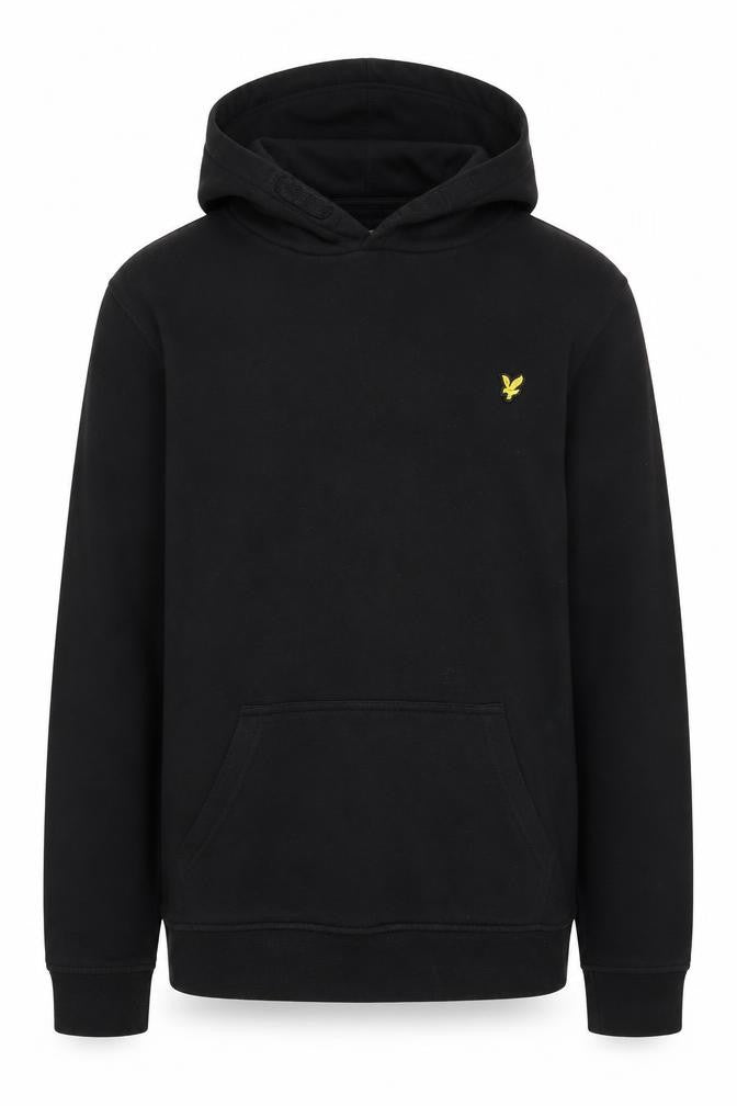 Front view of Lyle & Scott boys’ black pullover hoodie, 12-13 years