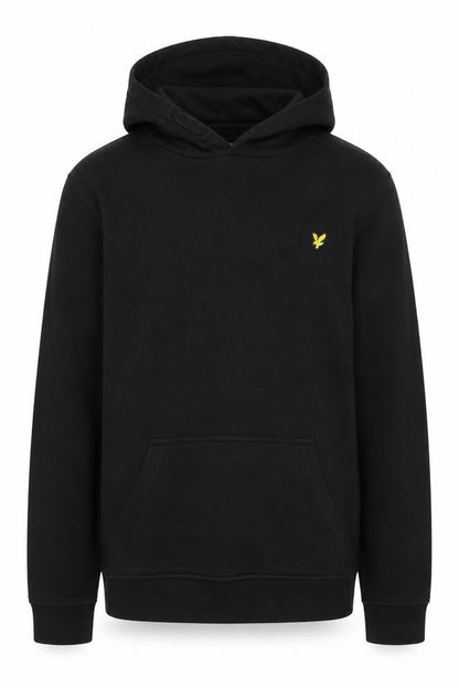 Front view of Lyle & Scott boys’ black pullover hoodie, 12-13 years
