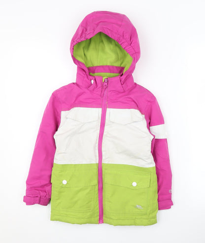 Trespass Girls Pink Parka Jacket 3-4 Years Waterproof