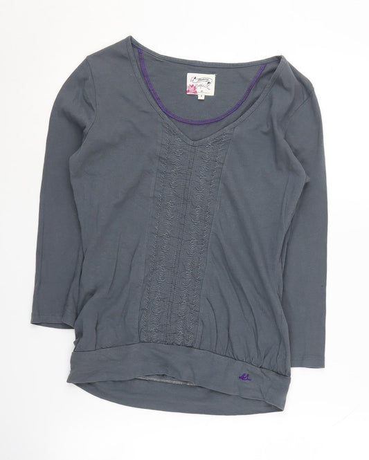 Mantaray Women's Grey 3/4 Sleeve V-Neck T-Shirt Size 8