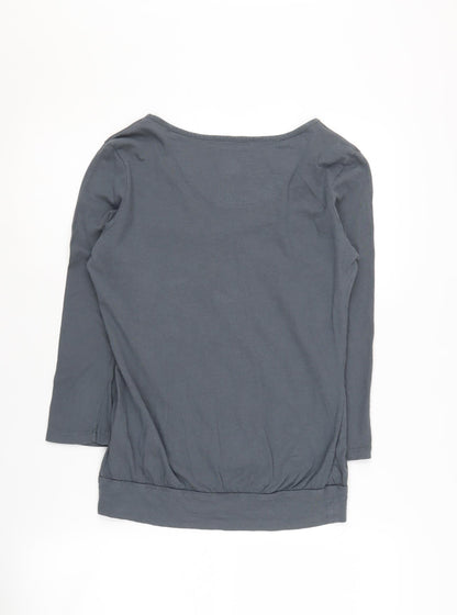 Mantaray Women's Grey 3/4 Sleeve V-Neck T-Shirt Size 8